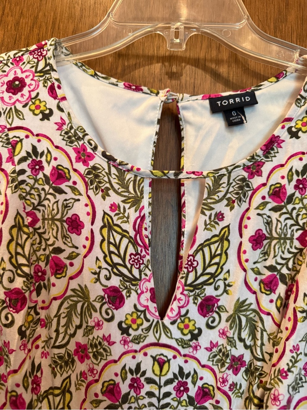 Torrid White Floral Dress with Pink & Green Accents - Picture 3 of 6